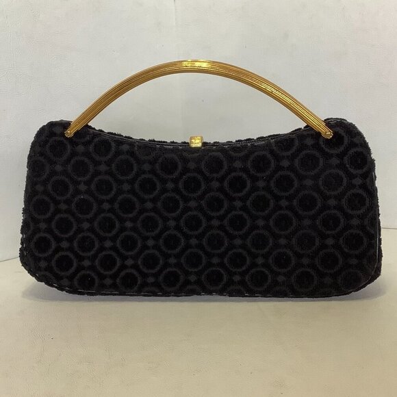 Vintage Mayer New York Handbag Purse Black Metal Handles - Picture 3 of 9